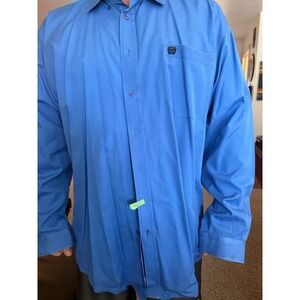 Dress Shirt, CINCH Men's XXL Long Sleeve Western Button Down Blue Cowboy Rodeo
